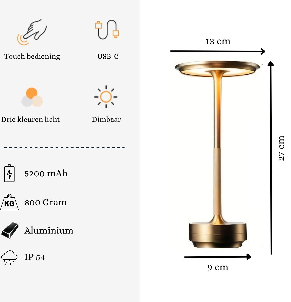 Tafellamp Isabella - Goud